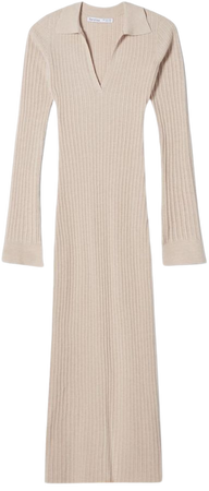 Long knit polo collar dress - Dresses - Woman | Bershka