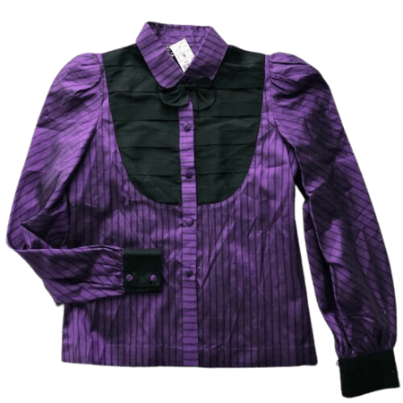 Vintage 70s Silk Tuxedo Style Blouse, Deadstock Purple/Black Small | eBay