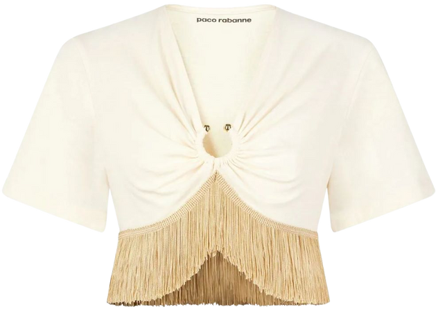 Paco Rabanne fringed-trimmed Cropped T-shirt - Farfetch