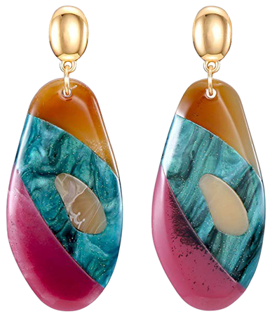 Amazon.com: Acrylic Dangle Earrings, Bohemia Colorful Lucite Dangle Geometric Earrings, Green, Red and Coffee: Clothing
