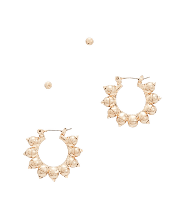 ALLSAINTS US: Womens Dana Stud Mini Hoop Earrings (warm_brass)