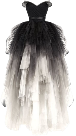 black and white gown dress with tulle png