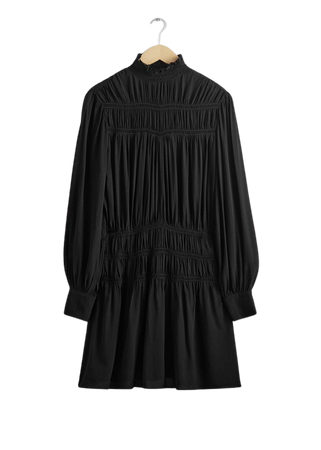 Smocked-Neck Mini Dress - Black - Mini dresses - & Other Stories US