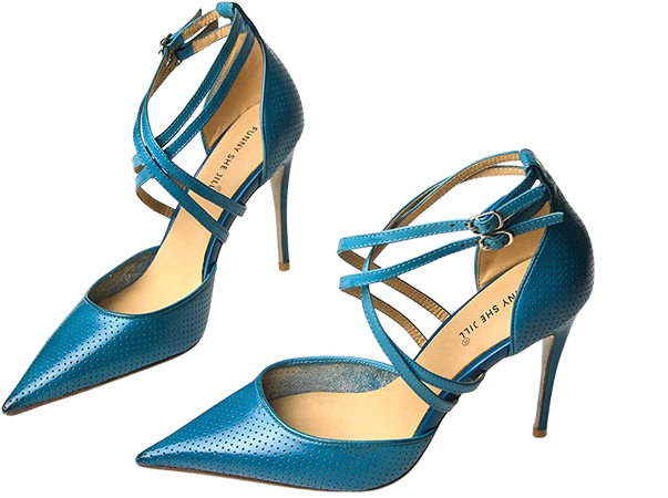 Amazon.com | FSJ Women High Heel Stiletto Ankle Strap Sandals Pointed Toe Hollow Pumps Genuine Leather Dress Shoes Cross Strips Buckle Shoes | Pumps
