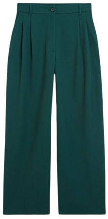 High waist wide leg trousers - Dark Green - Monki WW