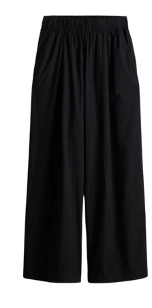 Wide-leg Cotton Pants - Low waist - Long -Black -Ladies | H&M US