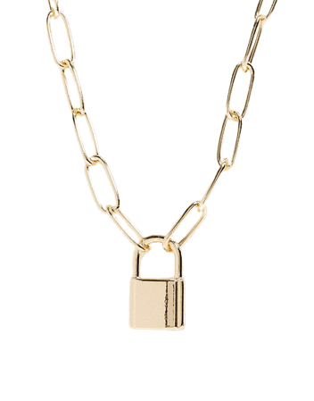 ASOS DESIGN necklace with hardware chain and padlock in gold tone | ASOS
