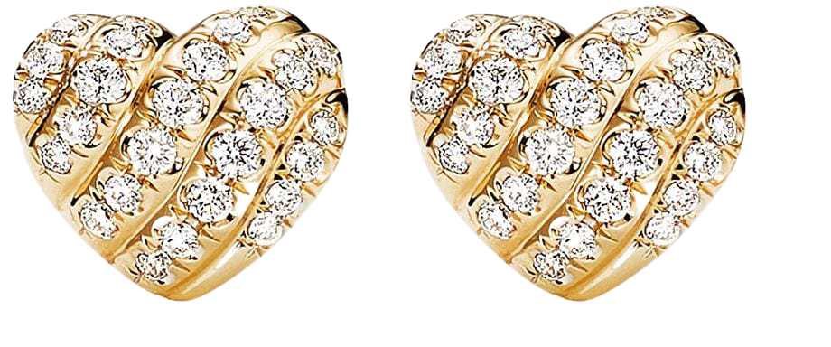David Yurman 18kt Yellow Gold Heart Diamond Stud Earrings - Farfetch