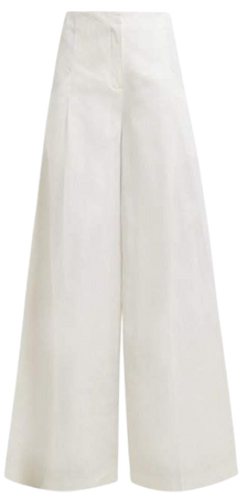 Ligurie Wide Leg Linen Trousers - Womens - White