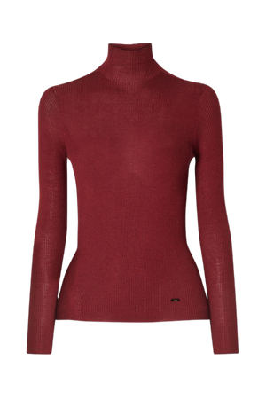 Burgundy Ribbed cashmere and silk-blend turtleneck sweater | Akris | NET-A-PORTER