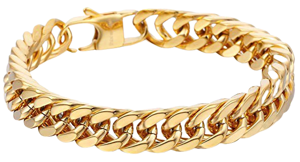Amazon.com: Hermah Heavy Mens Bracelet Chain 316L Stainless Steel Gold Color Punk Double Curb Cuban Rombo Link 10mm 10inch: Jewelry