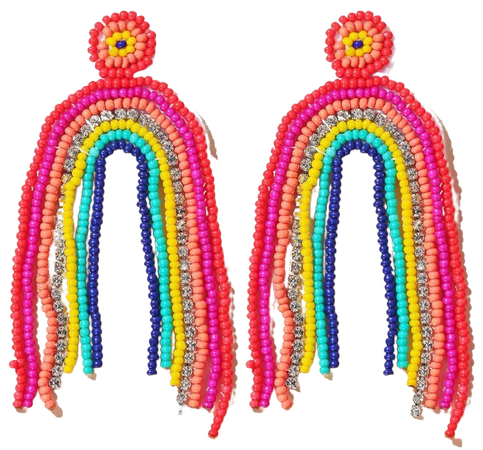 Beaded Rainbow Tassel Drop Earrings | SHEIN USA