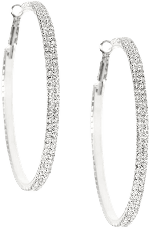 Silver Rhinestone 60MM Hoop Earrings | Claire's