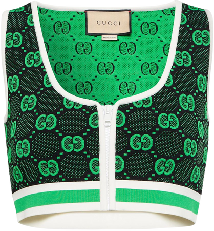 GG Jacquard Cropped Top in Green - Gucci | Mytheresa