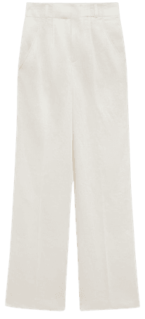 LINEN BLEND STRAIGHT PANTS - Oyster White | ZARA United States