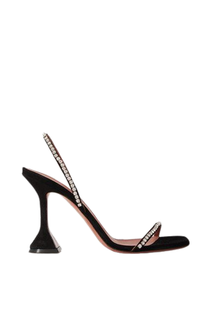 Jade Crystal-embellished Suede Slingback Sandals - Black