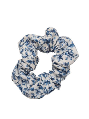 Floral Scrunchie White and Blue Floral Scrunchie Hair | Etsy