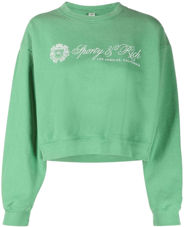 Sporty & Rich logo-embroidered Cotton Sweatshirt - Farfetch
