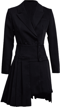 Asymmetrical Blazer Dress - Double Breasted Blazer Dress- Lattelier