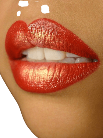 red lip gold shimmer