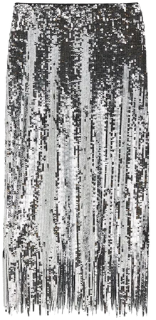 Fringed Sequin Skirt - Silver-colored/sequins - Ladies | H&M US