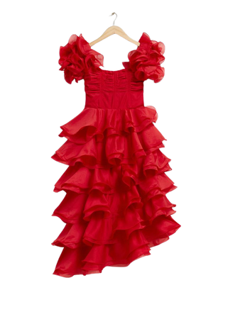 Tiered Ruffle Midi Dress - Red - & Other Stories WW