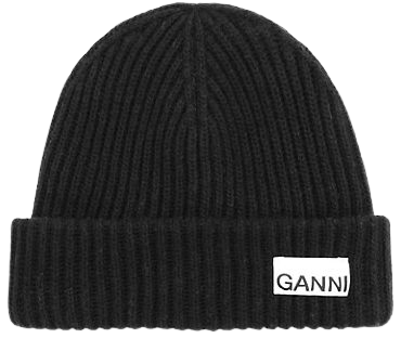 Shop GANNI Rib Knit Logo Beanie | Saks Fifth Avenue