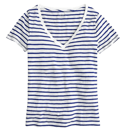 J.Crew: Vintage Cotton V-neck T-shirt In Stripe For Women