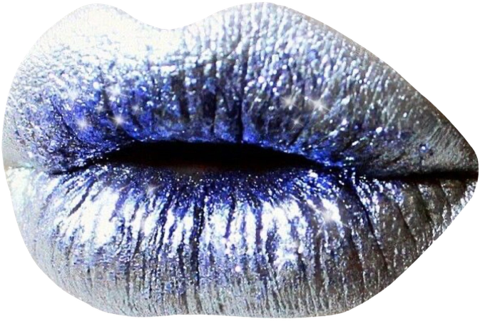 Silver and Blue Glitter Lips