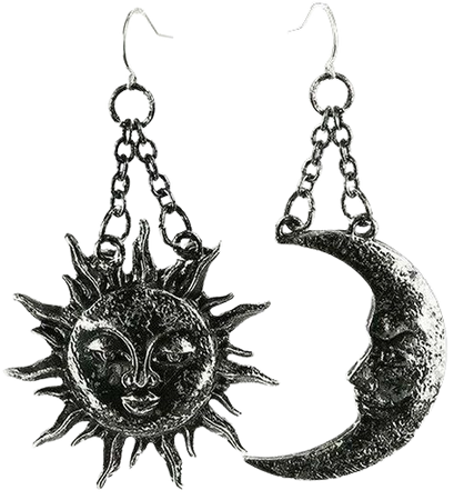 Restyle Crescent Moon & Sun Silver Gothic Punk Occult Witchy Jewelry Earrings - Fearless Apparel