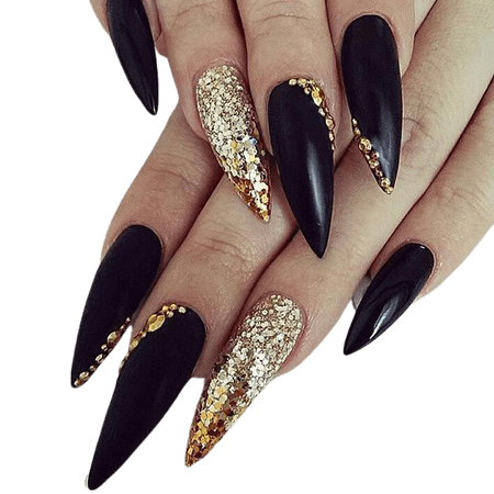 Black Gold stiletto nails