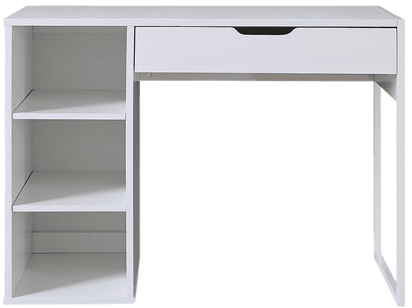 White Writing Desk with Drawer & Storage Unit