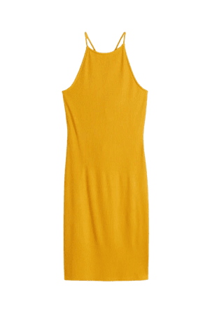 Ribbed Bodycon Dress - Yellow - Ladies | H&M US