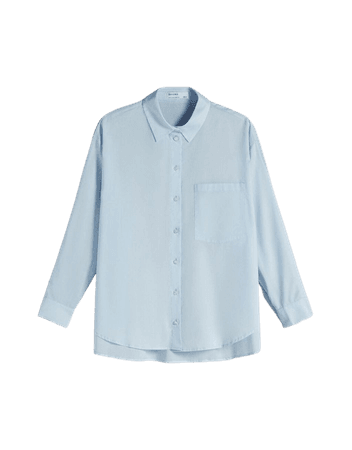 Oversize long sleeve shirt with pocket - Shirts - Woman | Bershka