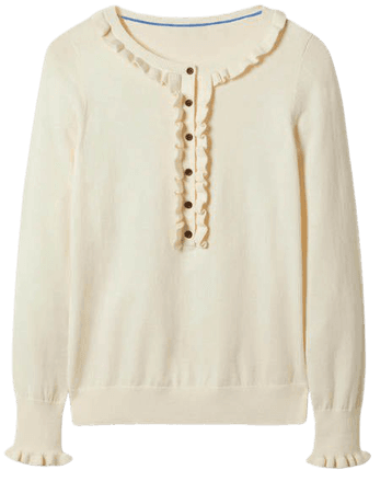 Lara Frill Henley Sweater - Ivory | Boden US