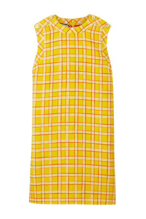 Yellow Button-embellished checked wool-tweed mini dress | Gucci | NET-A-PORTER