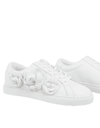 ASOS DESIGN Dainty floral lace up sneakers in white | ASOS