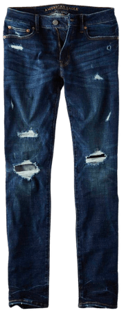 Ripped dark blue jeans