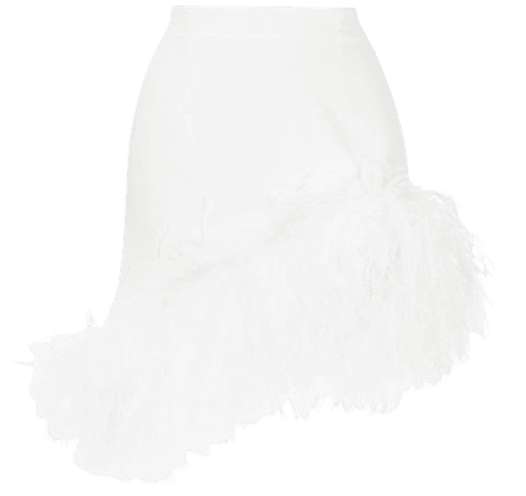 White 16Arlington Vivien feather-trimmed mini skirt S027S20WHTS - Farfetch