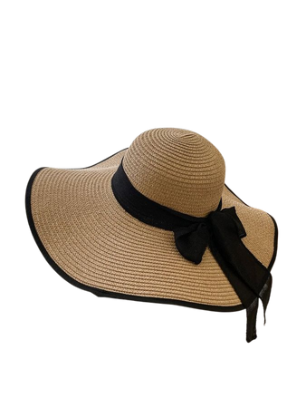 1pc Women Bowknot Skinny Scarf Decor Wide Brim Hat Boho Hat For Summer Beach Holiday | SHEIN