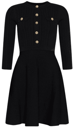 Military Rib Knit Skater Mini Dress | Karen Millen