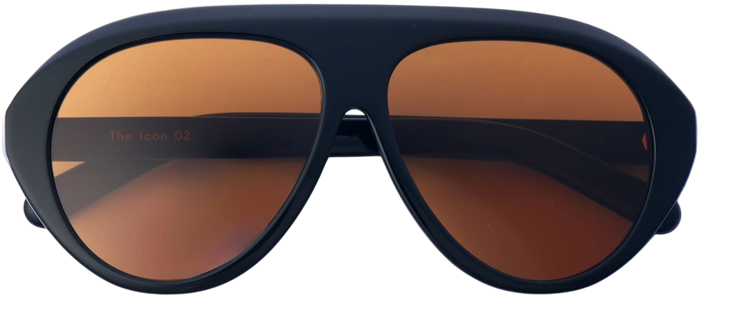 The Icon Sunglasses : black sunglasses with orange tint