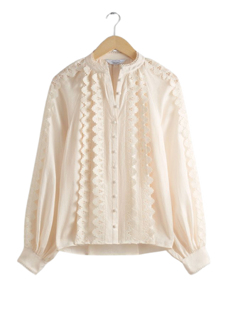 Scalloped Lace Blouse - Cream - Blouses - & Other Stories US