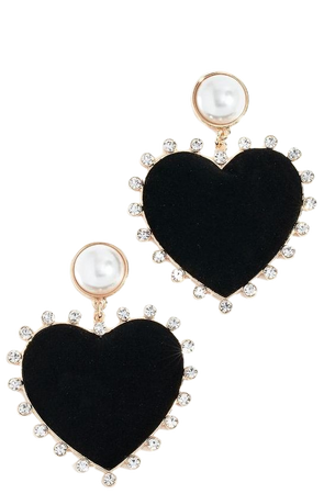 black heart diamond gold earrings