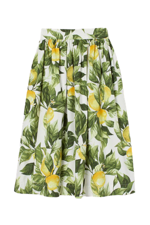 Patterned cotton skirt - White/Lemons - Ladies | H&M GB