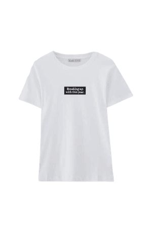 Basic T-shirt with contrast slogan - pull&bear