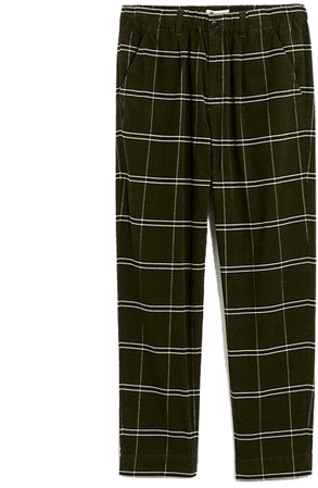 Corduroy Pull-On Mid-Rise Jogger Pants in Windowpane