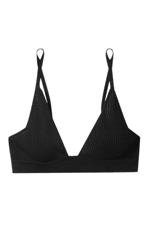 Black Amy ribbed-knit soft-cup triangle bra | Dodo Bar Or | NET-A-PORTER