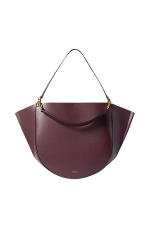 Mia Large Leather Shoulder Bag - Burgundy