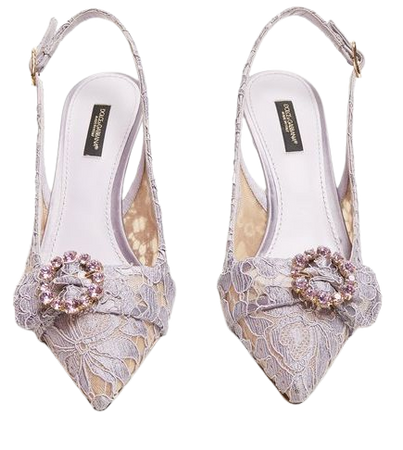 Lori crystal-embellished lace kitten-heel pumps Dolce & Gabbana
